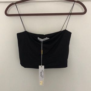 Thin strap black crop top.